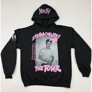Shawn Mendes The Tour Hoodie Black Pink Graphic Sweatshirt Size Medium Unisex